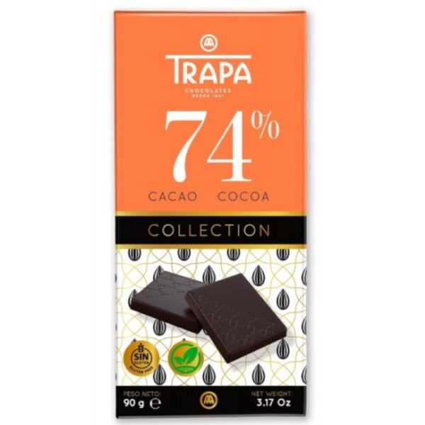 Chocolat noir TRAPA 74% Cacao 90g